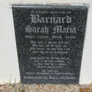 BARNARD Sarah Maria 1916-1998