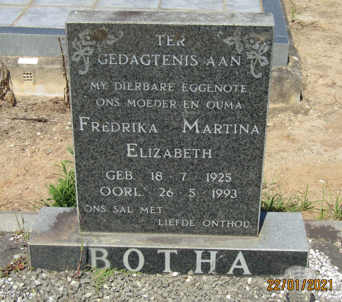 BOTHA Fredrika Martina Elizabeth 1925-1993