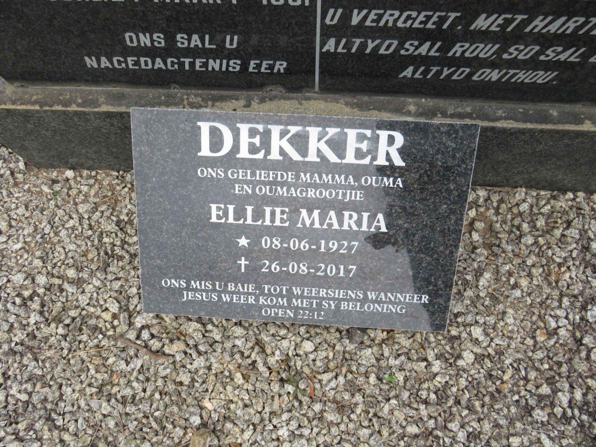 DEKKER Ellie Maria 1927-2017