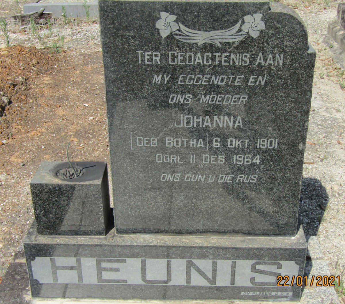 HEUNIS Johanna nee BOTHA 1901-1964