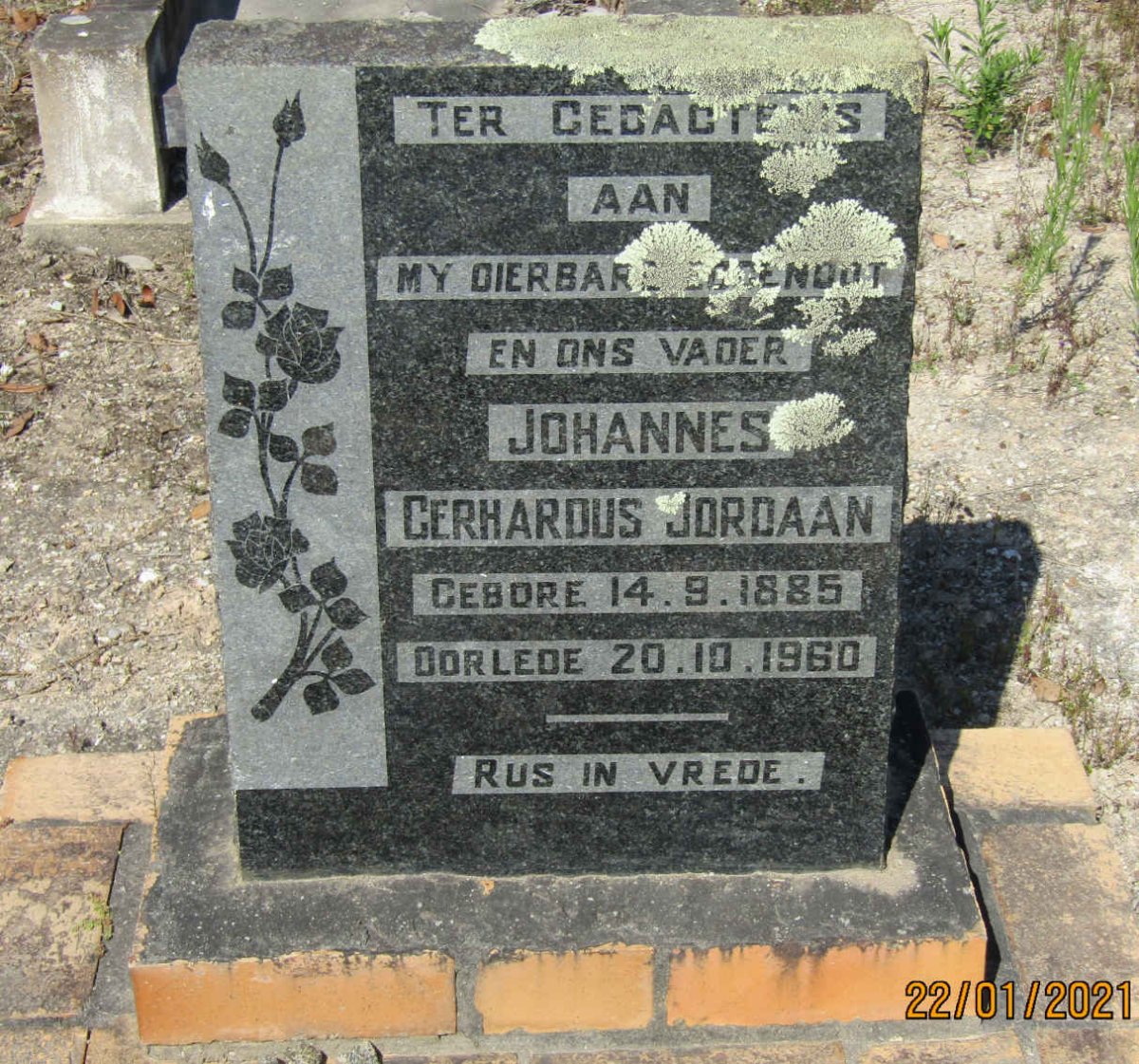 JORDAAN Johannes Gerhardus 1885-1960