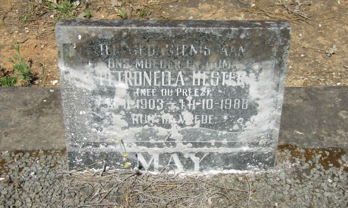 MAY Petronella Hester nee DU PREEZ 1903-1988