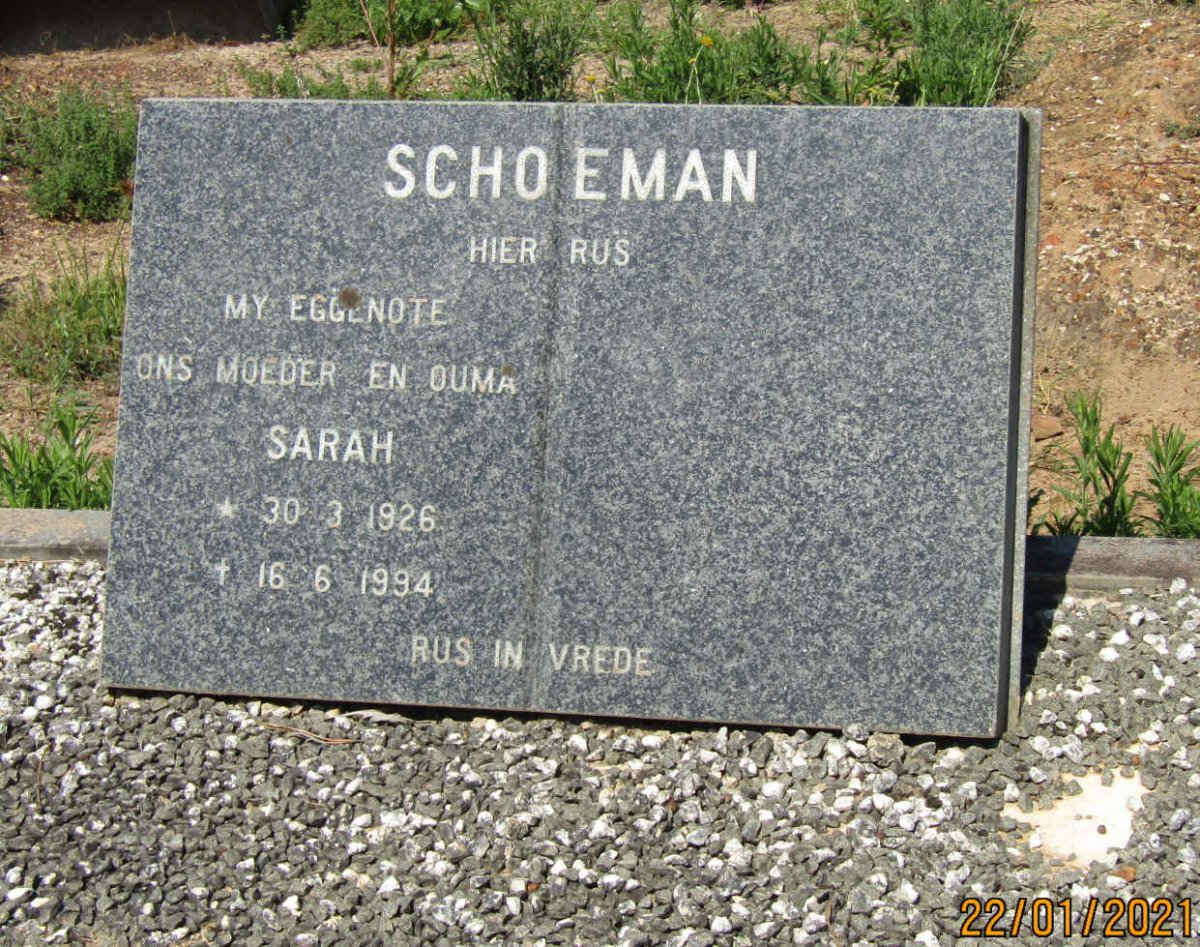 SCHOEMAN Sarah 1926-1994