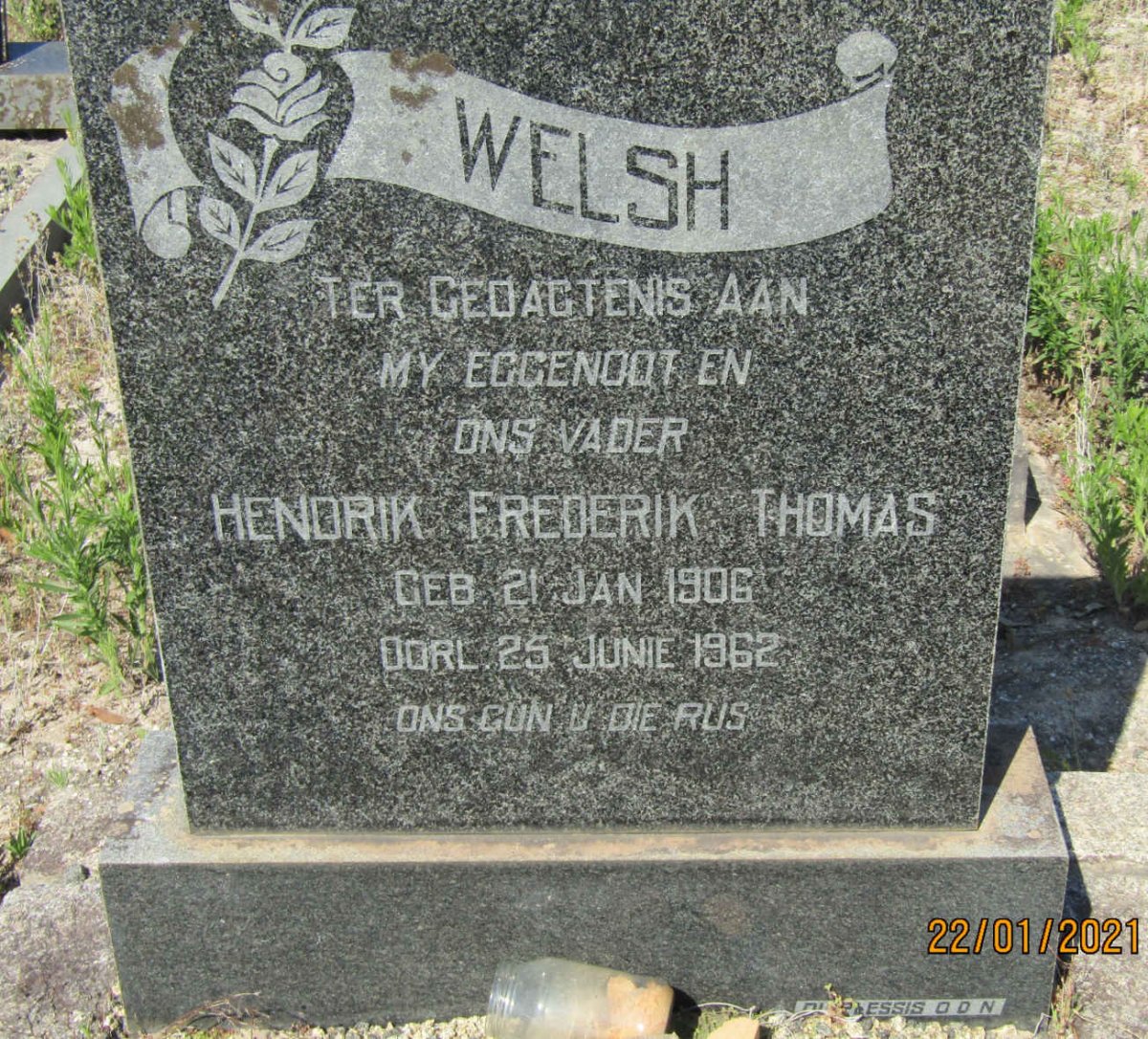 WELSH Hendrik Frederik Thomas 1906-1962
