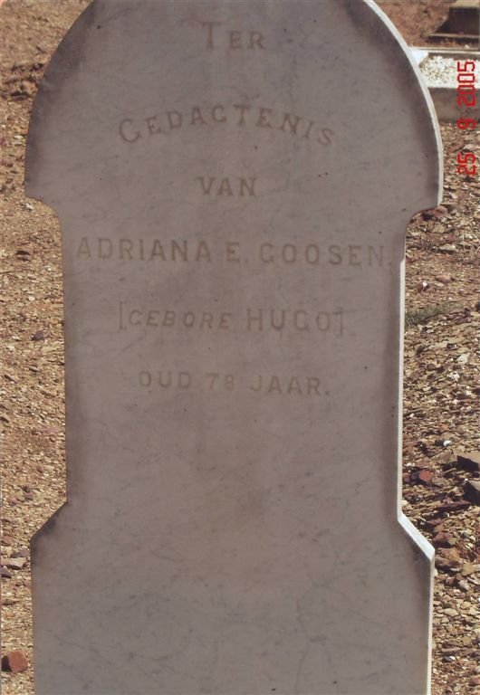 GOOSEN Adriana E. nee HUGO