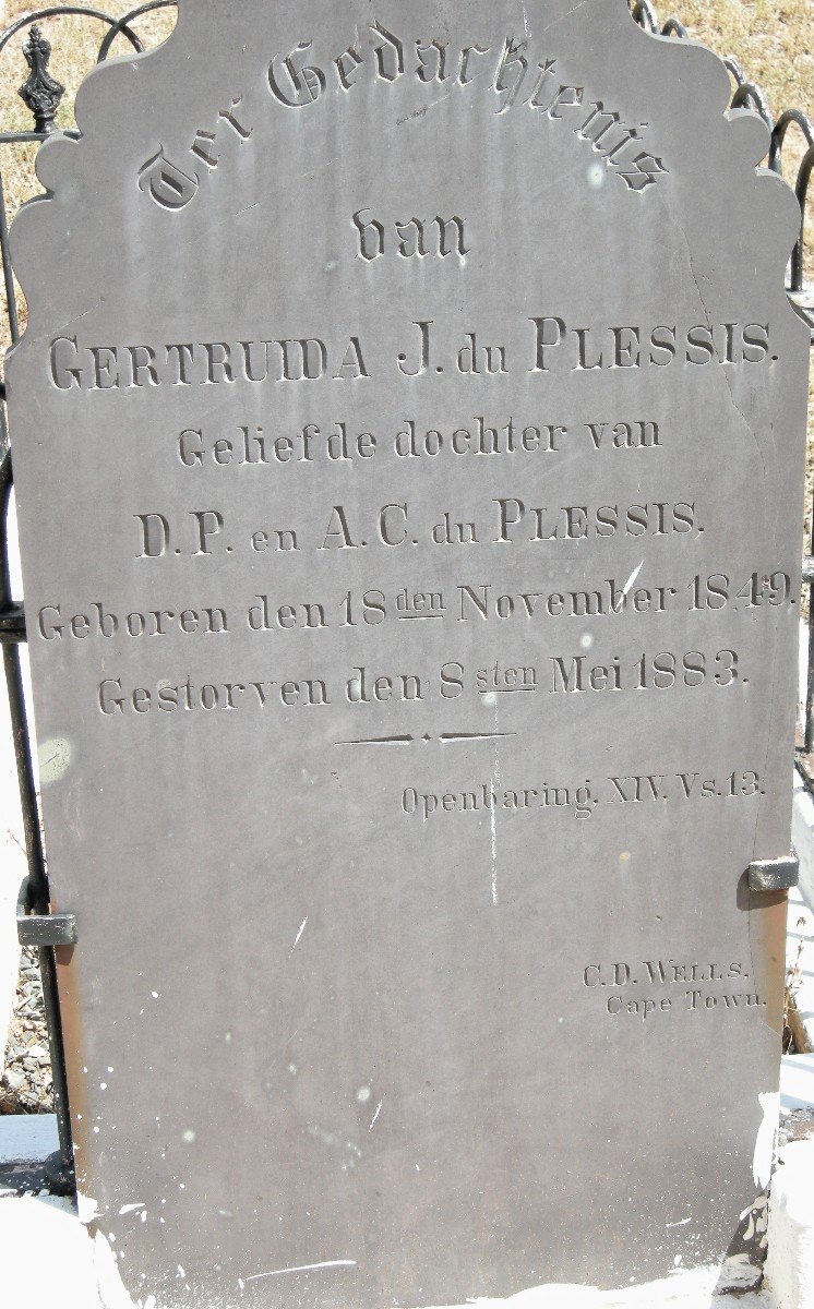 PLESSIS Gertruida J., du 1849-1883