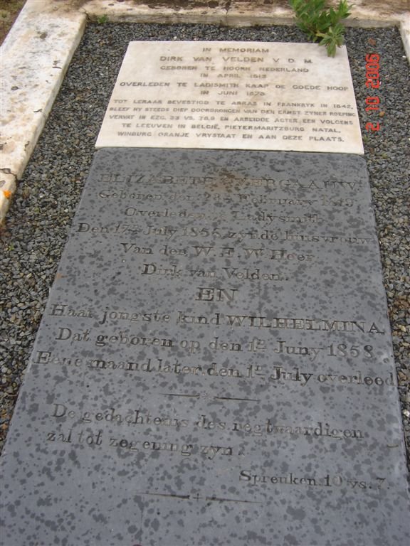 VELDEN Dirk, van 1813-1875 &amp; Elizabeth VERGAAUW 1819-1856 :: VAN VELDEN Wilhelmina 1858-1858