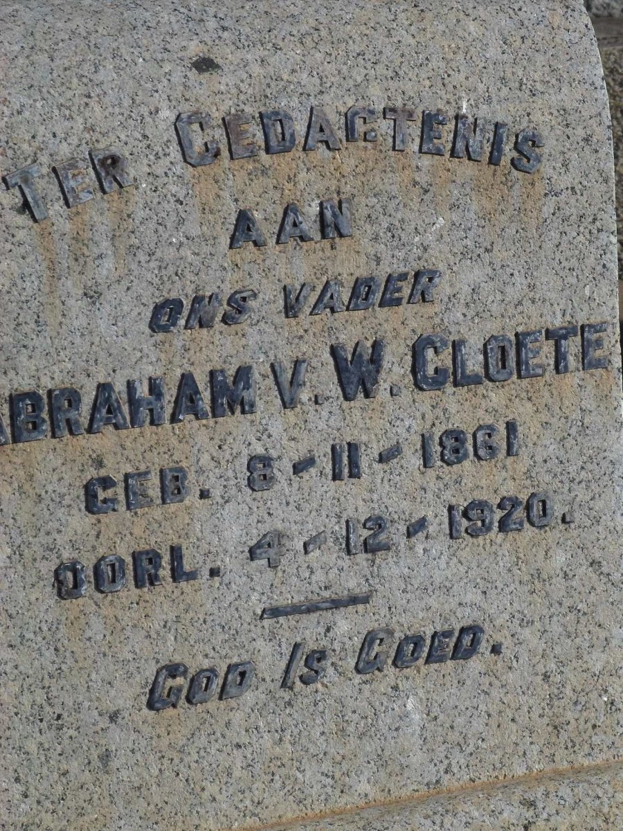 CLOETE Abraham V.W. 1861-1920