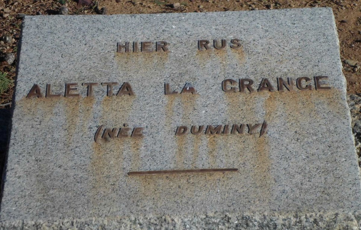 GRANGE Aletta, la nee DUMINY