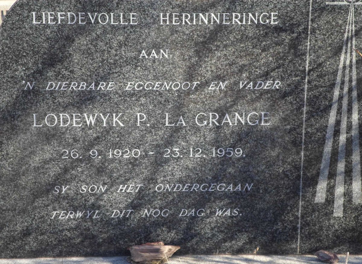 GRANGE Lodewyk P., la 1920-1959