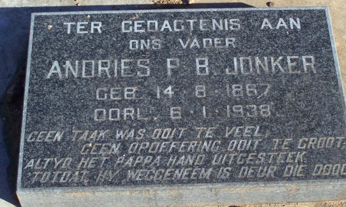JONKER Andries P.B. 1867-1938
