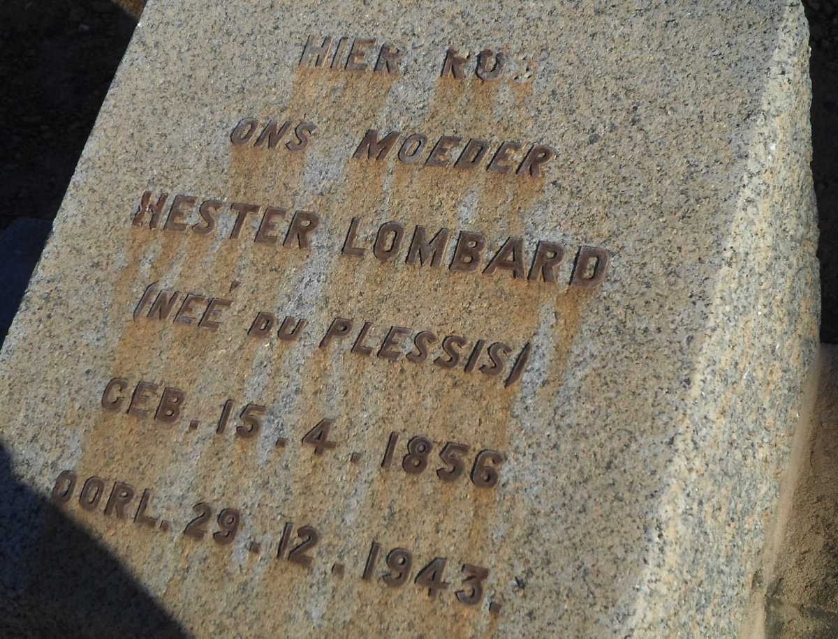 LOMBARD Hester nee DU PLESSIS 1856-1943