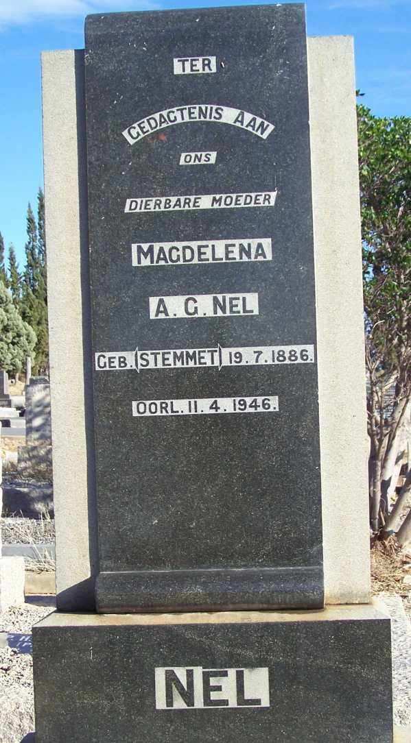 NEL Magdelena A.G. nee STEMMET 1886-1946