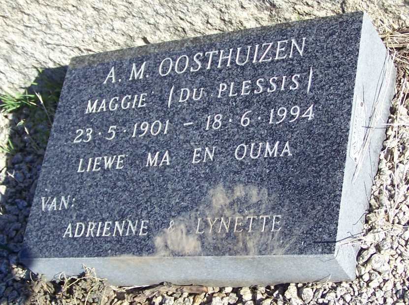 OOSTHUIZEN A.M. nee DU PLESSIS 1901-1994