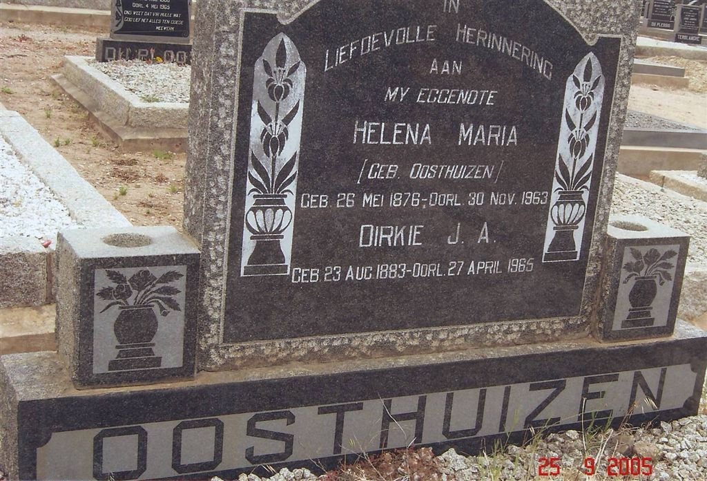 OOSTHUIZEN Dirkie J.A. 1883-1965 &amp; Helena Maria OOSTHUIZEN 1876-1963