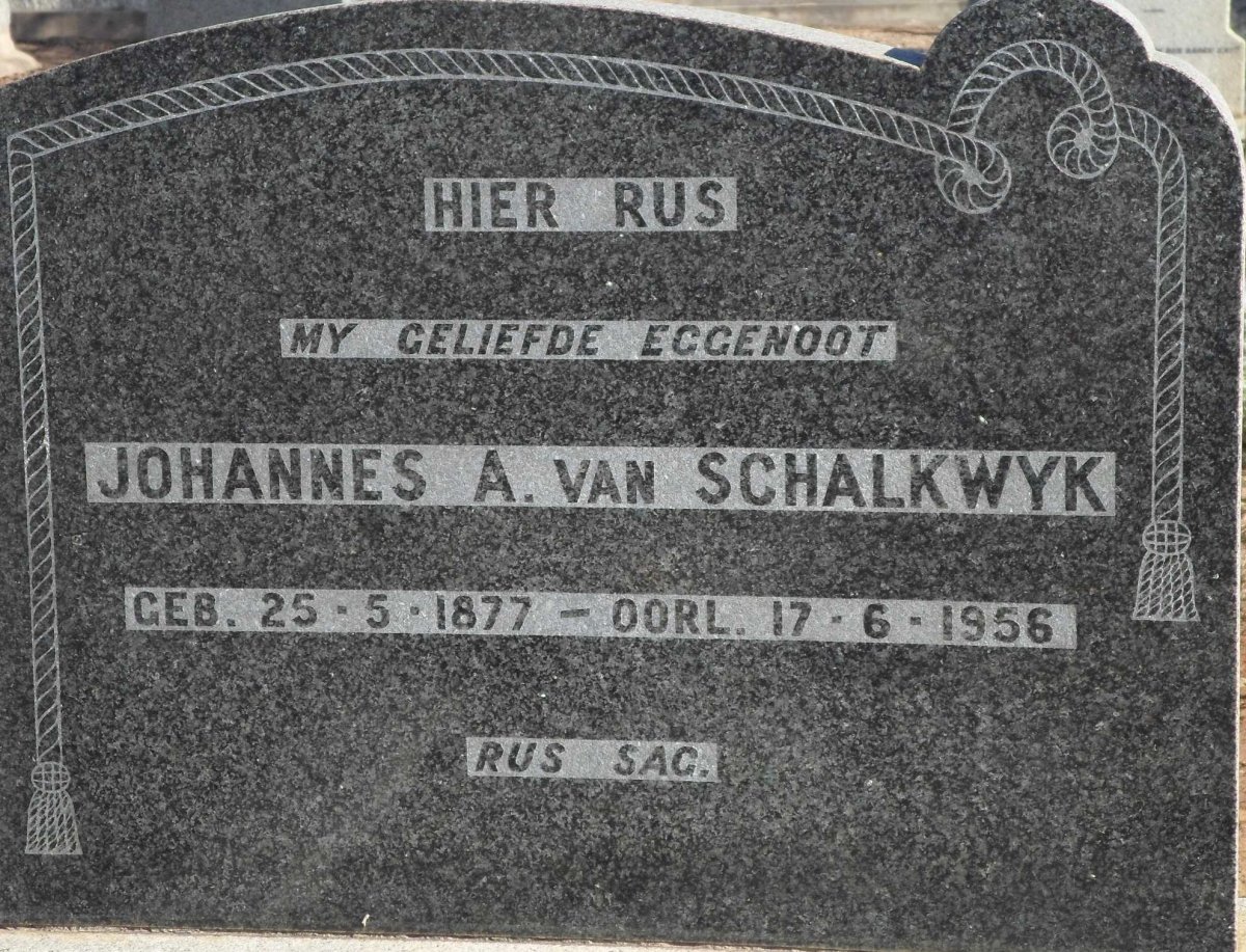 SCHALKWYK Johannes A., van 1877-1956