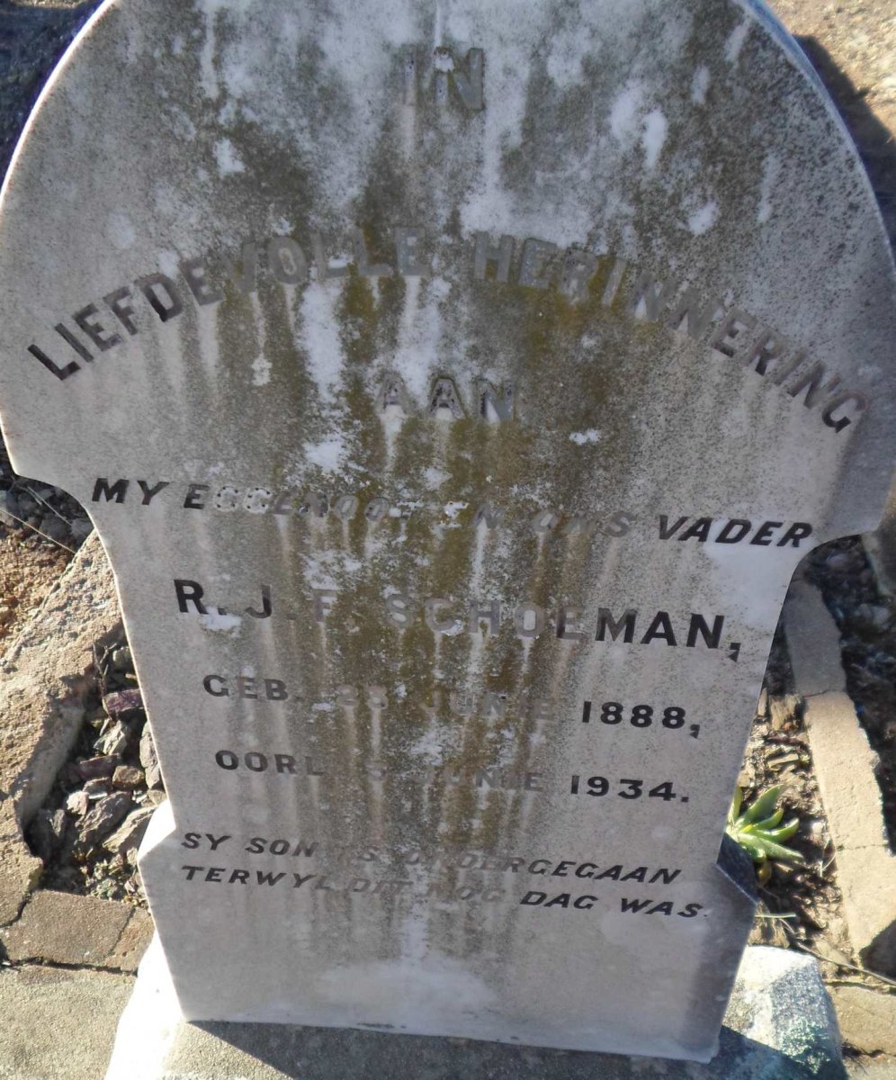 SCHOEMAN R.J.F. 1888-1934