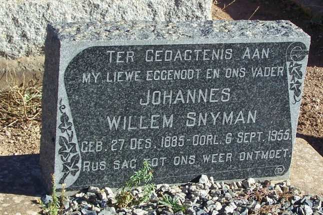 SNYMAN Johannes Willem 1885-1955