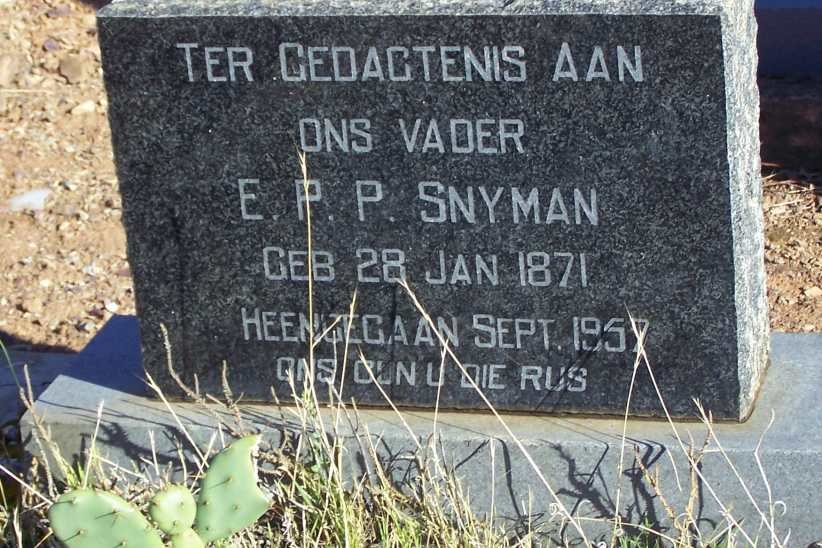 SNYMAN E.P.P. 1871-1957