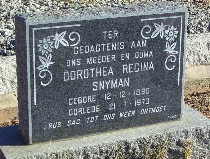 SNYMAN Dorothea Regina 1890-1973