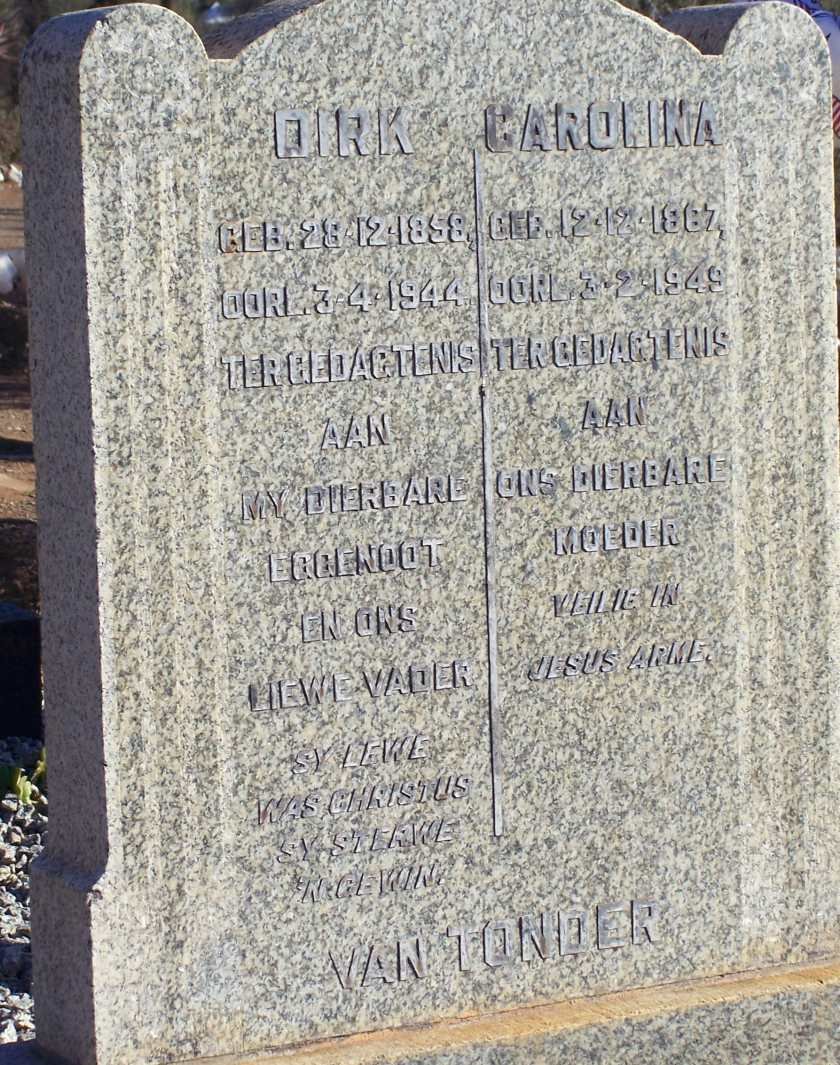 TONDER Dirk, van 1858-1944 &amp; Carolina 1867-1949