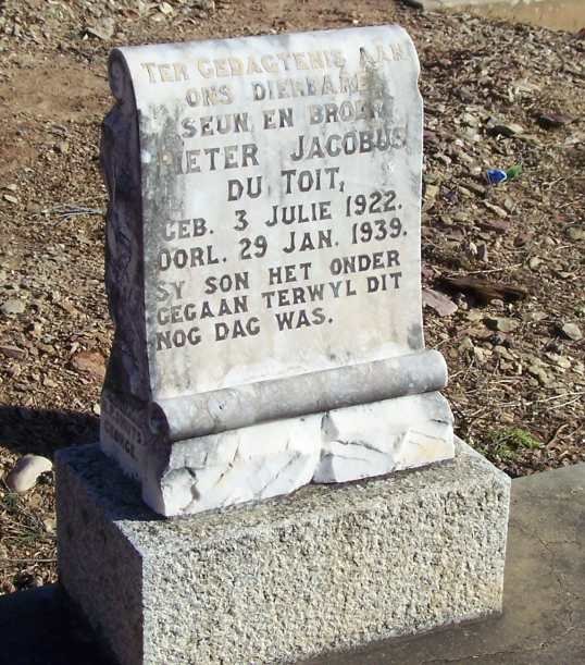 TOIT Pieter Jacobus, du 1922-1939