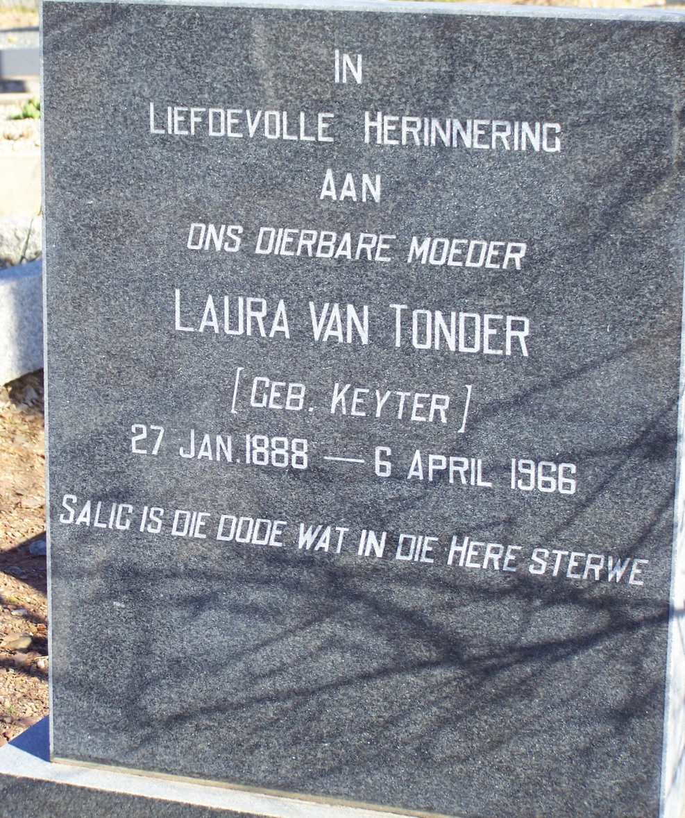 TONDER Laura, van nee KEYTER 1888-1966