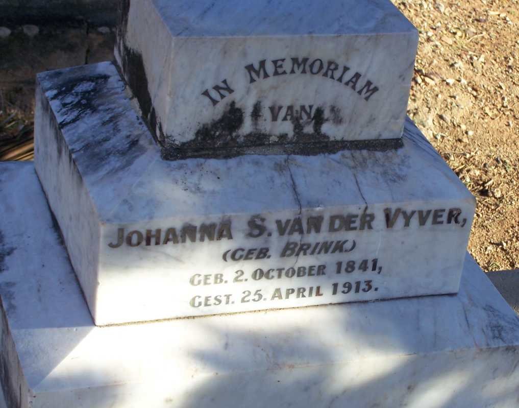 VYVER Johanna S., van der nee BRINK 1841-1913