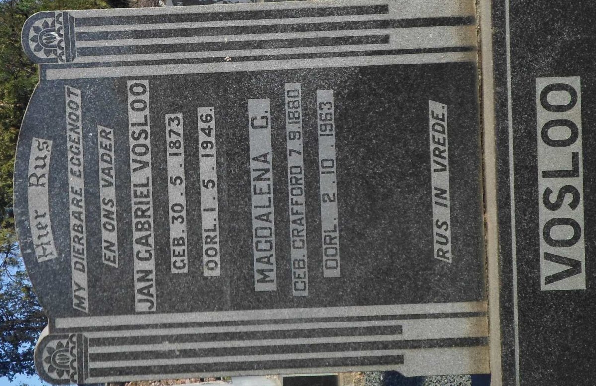 VOSLOO Jan Gabriel 1873-1946 &amp; Magdalena G. 1880-1963