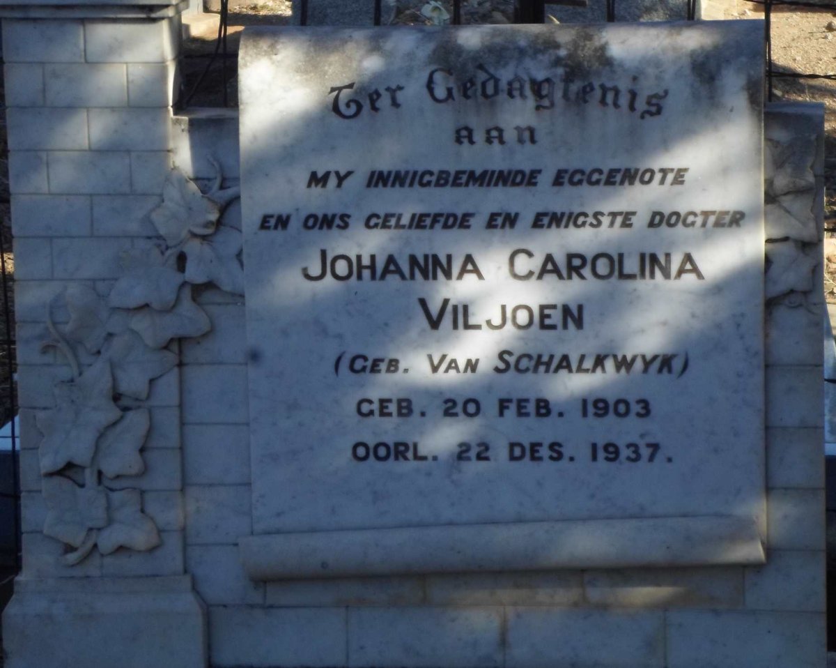 VILJOEN Johanna Carolina nee VAN SCHALKWYK 1903-1937