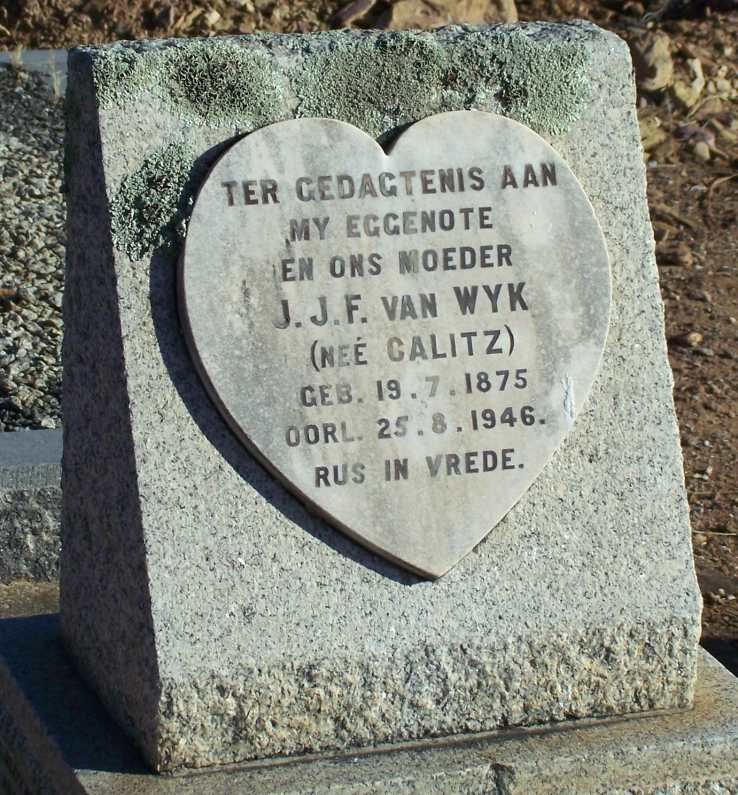 WYK J.J.F., van nee CALITZ 1875-1946