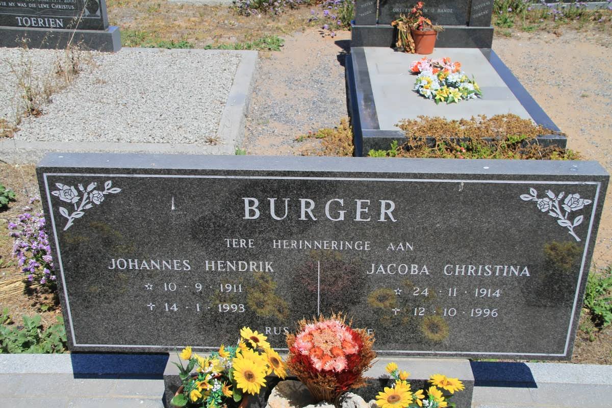BURGER Johannes Hendrik 1911-1993 &amp; Jacoba Christina 1914-1996