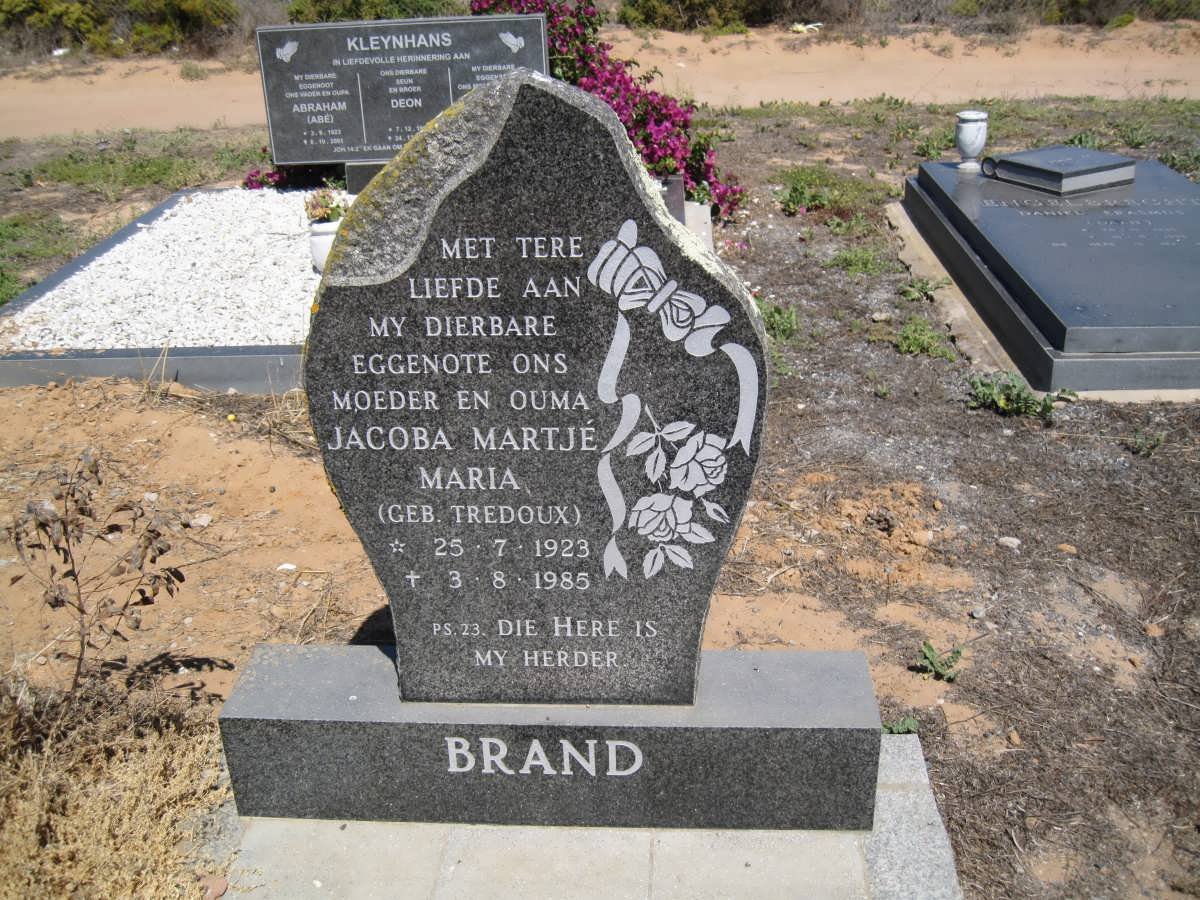 BRAND Jacoba Martjé Maria nee TREDOUX 1923-1985