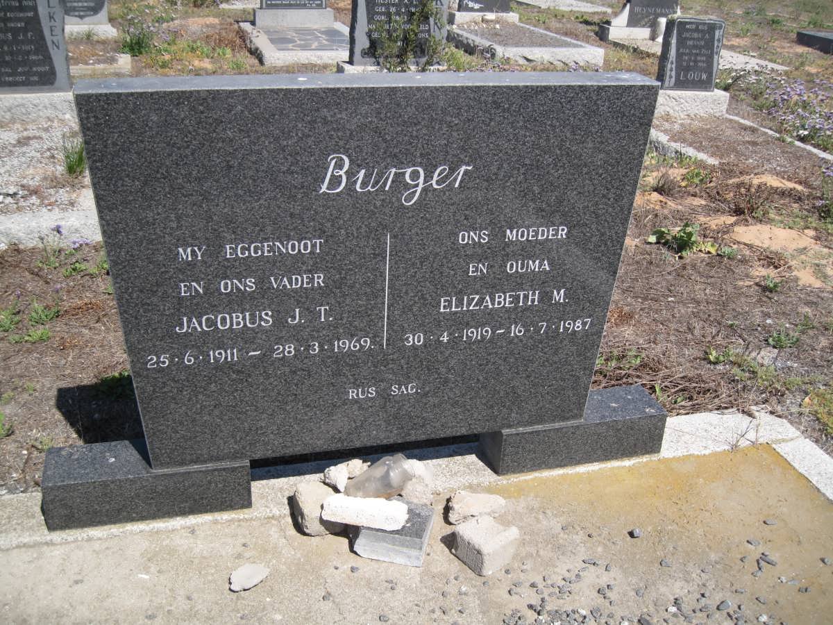 BURGER Jacobus J.T. 1911-1969 &amp; Elizabeth M. 1919-1987
