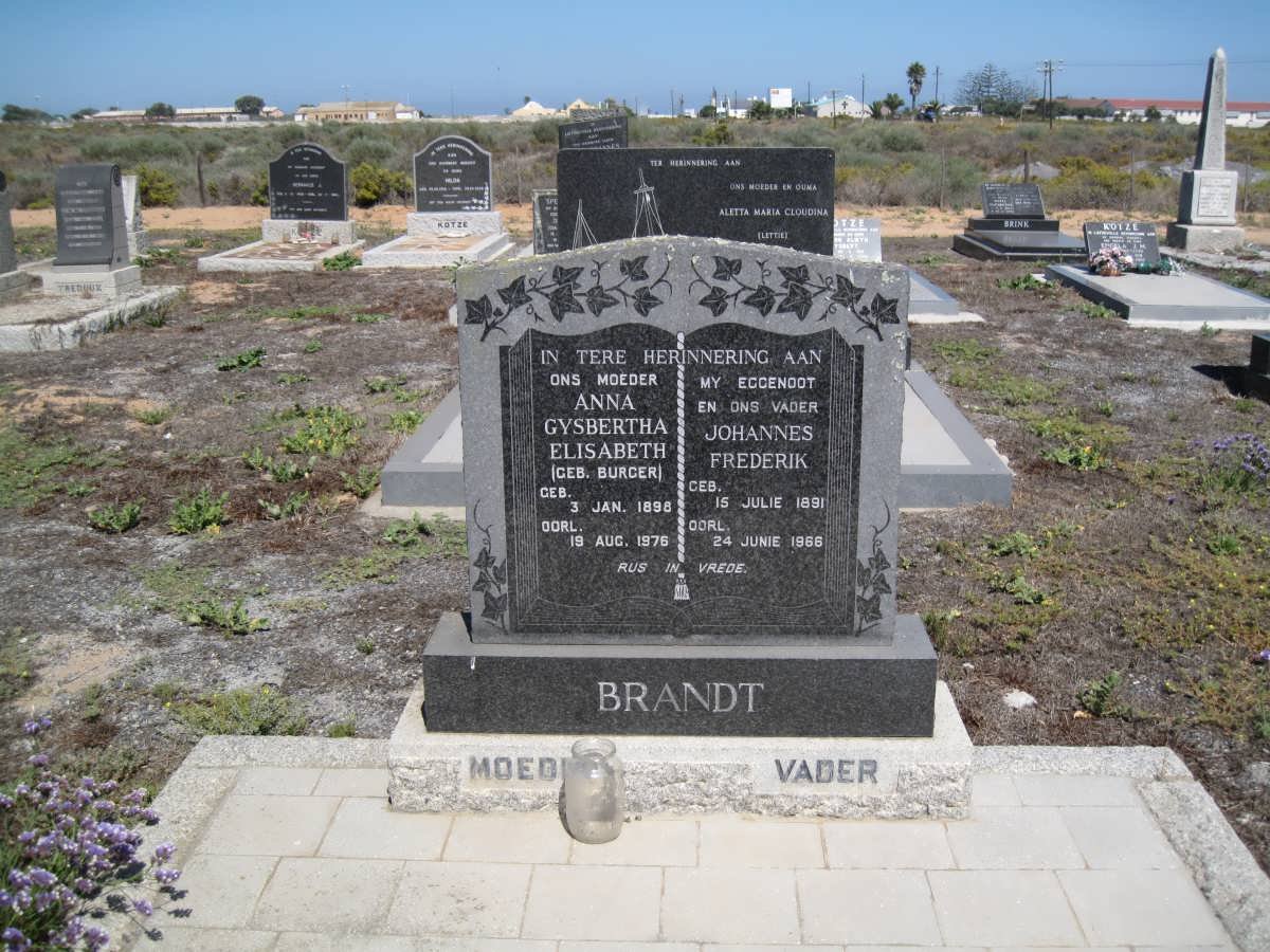 BRANDT Johannes Frederik 1891-1966 &amp; Anna Gysbertha Elisabeth BURGER 1898-1976