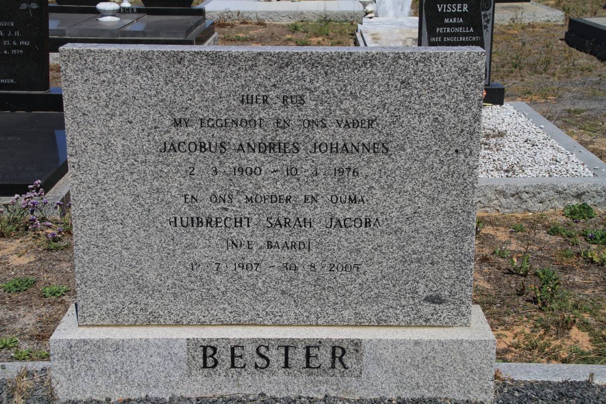 BESTER Jacobus Andries Johannes 1900-1976 &amp; Huibrecht Sarah Jacoba BAARD 1907-2005