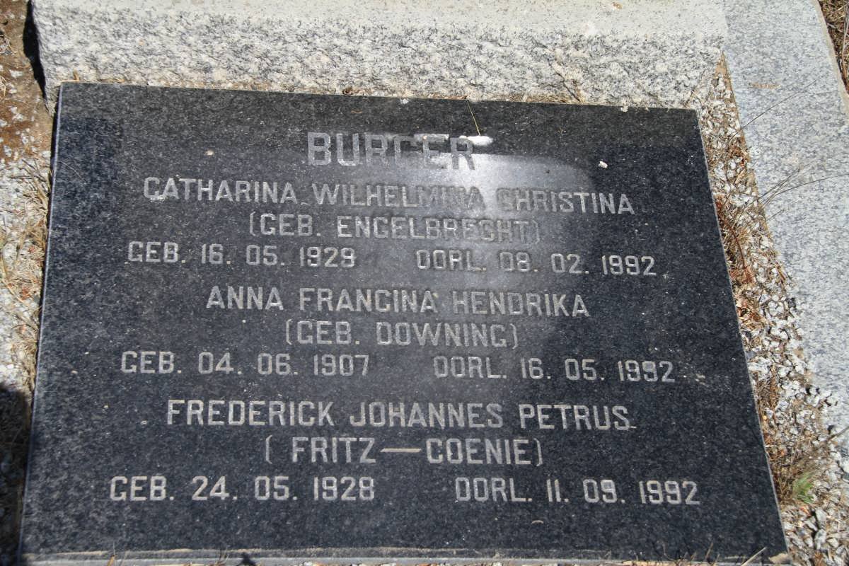 ENGELBRECHT Anna Francina Hendrika nee DOWNING 1907-1992 :: ENGELBRECHT Frederick Johannes Petrus 1928-1992 