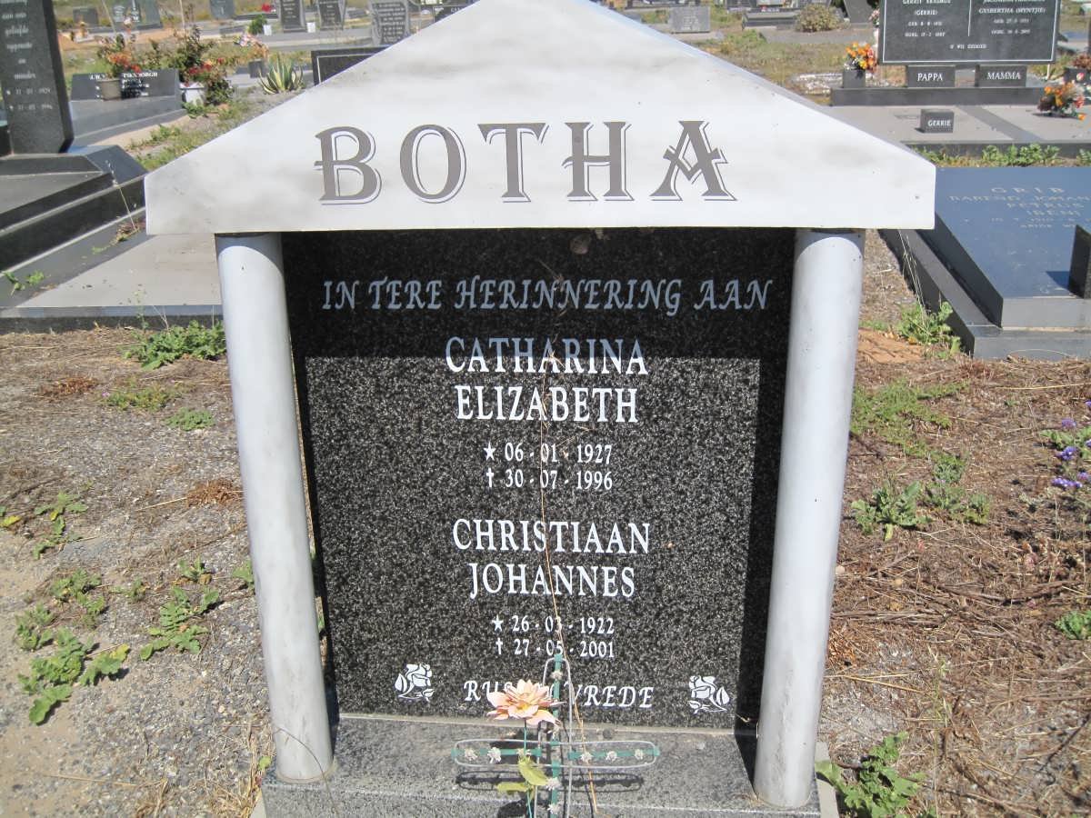 BOTHA Christiaan Johannes 1922-2001 &amp; Catharina Elizabeth 1927-1996