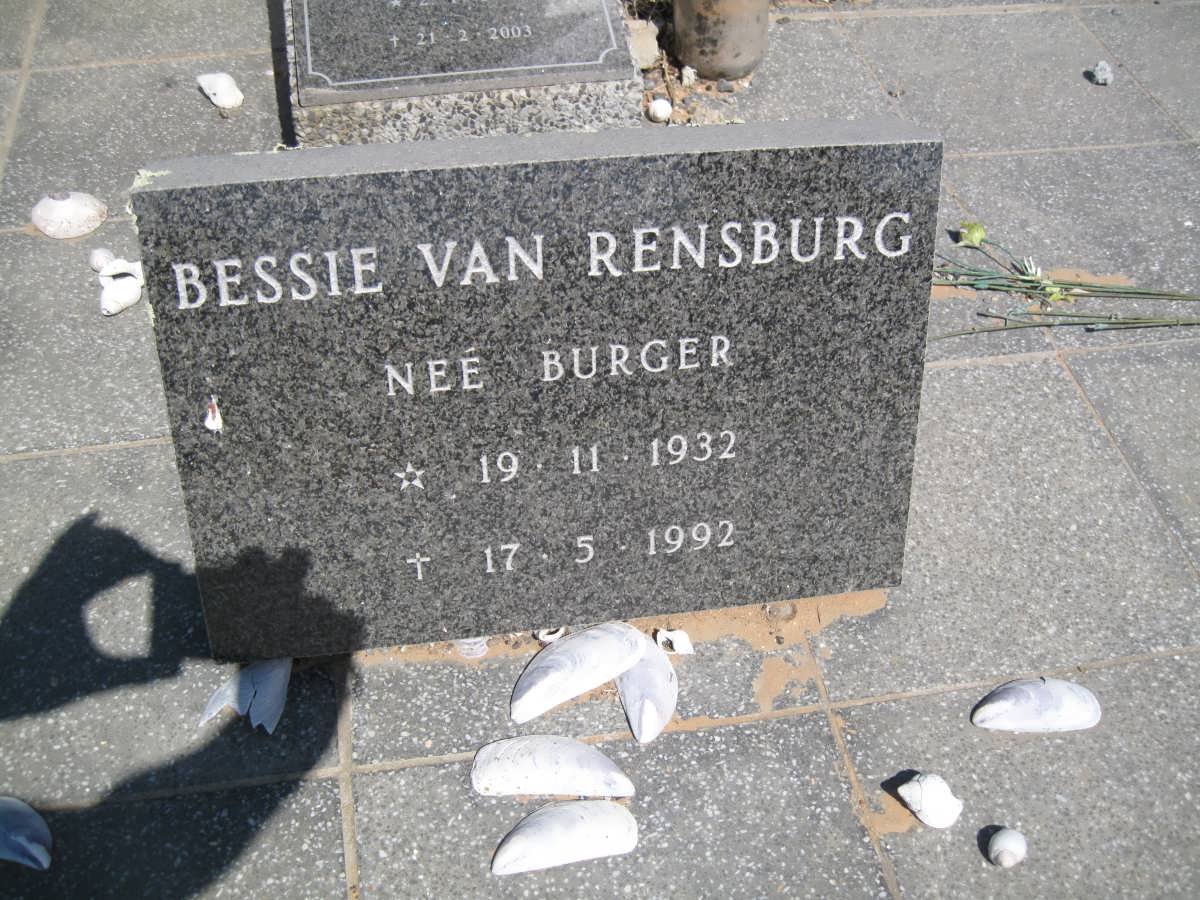 RENSBURG Bessie, van nee BURGER 1932-1992