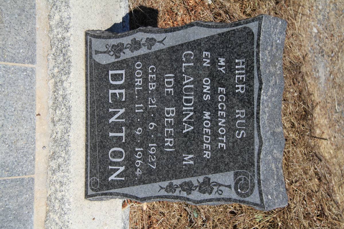 DENTON Glaudina M. nee DE BEER 1927-1964