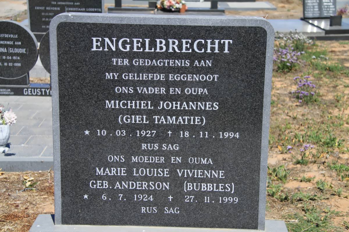 ENGELBRECHT Michiel Johannes 1927-1994 &amp; Marie Louise Vivienne ANDERSON 1924-1999