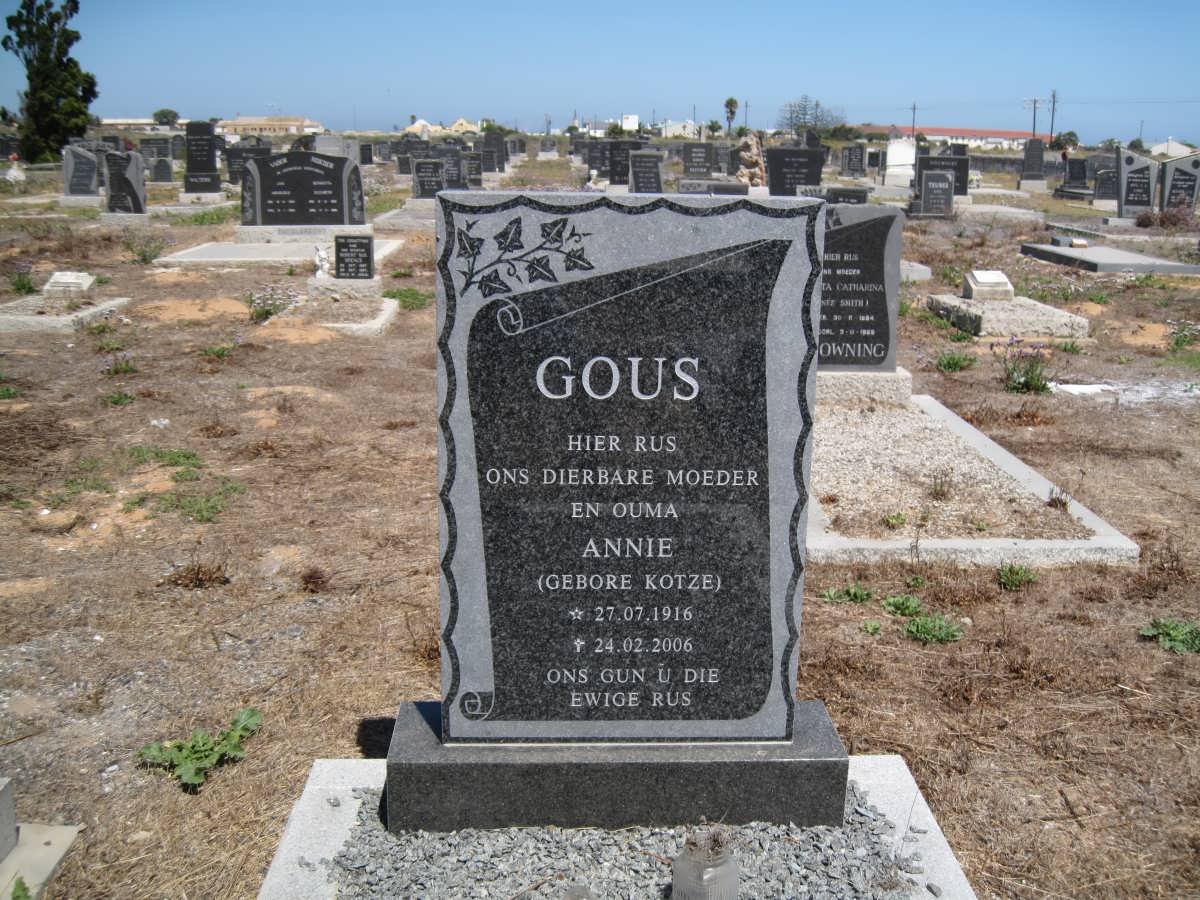 GOUS Annie nee KOTZE 1916-2006