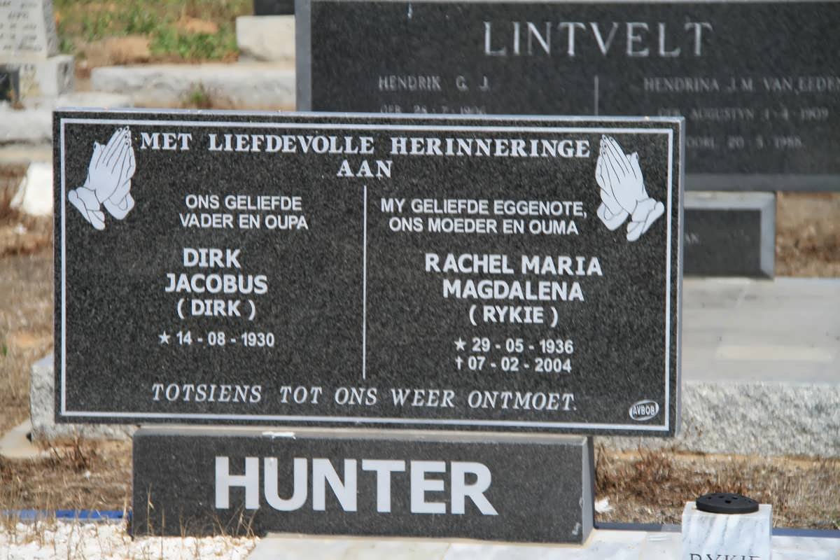 HUNTER Dirk Jacobus 1930- &amp; Rachel Maria Magdalena 1936-2004