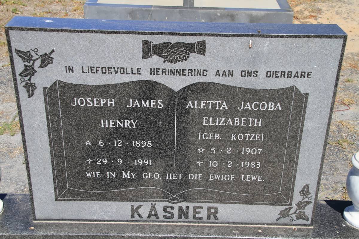 KASNER Joseph James Henry 1898-1991 &amp; Aletta Jacoba Elizabeth KOTZÉ 1907-1983