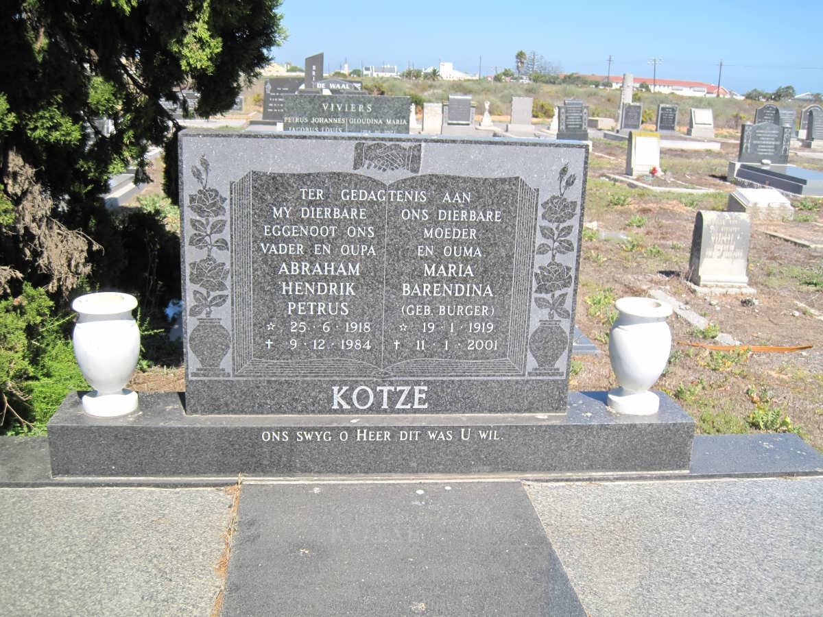 KOTZÉ Abraham Hendrik Petrus 1918-1984 &amp; Maria Barendina BURGER 1919-2001