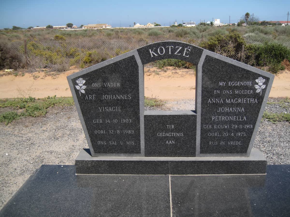 KOTZÉ Aré Johannes Visagie 1903-1983 &amp; Anna Magrietha Johanna Petronella LOUW 1913-1975