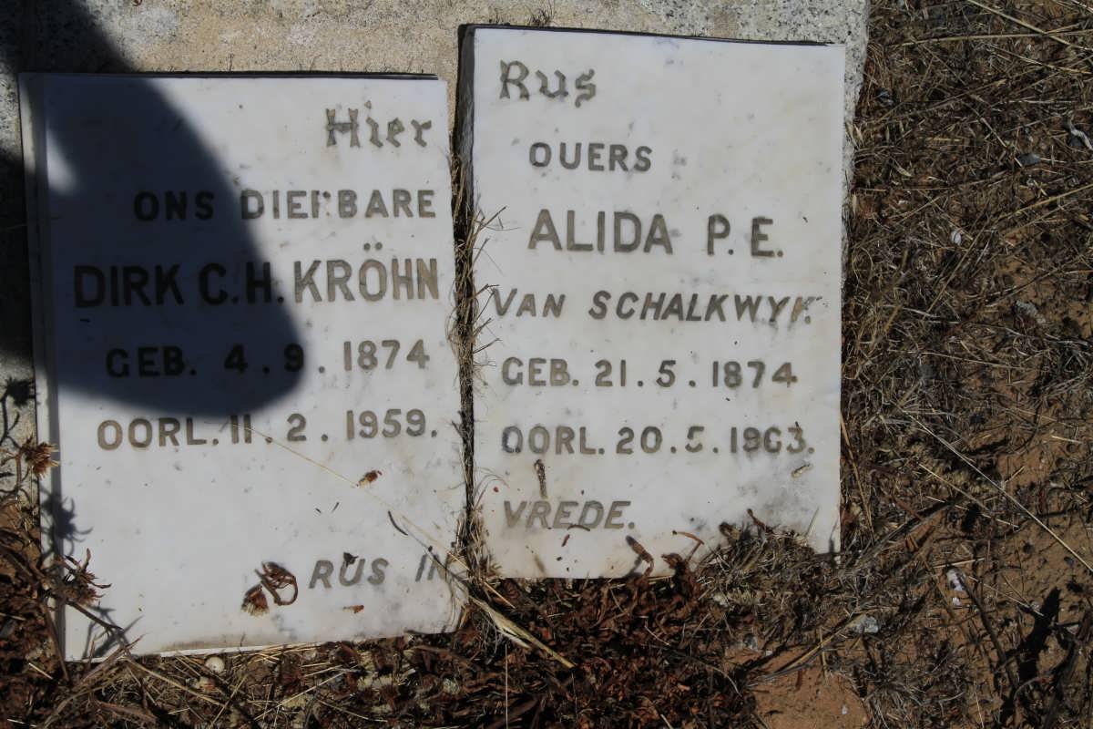 KRÖHN Dirk C.H. 1874-1959 &amp; Alida P.E. VAN SCHALKWYK 1874-1963