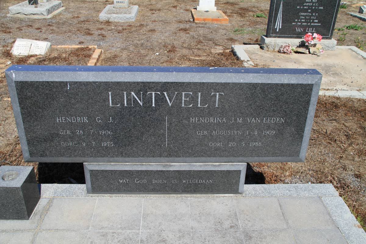 LINTVELT Hendrik G.J. 1906-1975 &amp; Hendrina J.M. Van Eeden AUGUSTYN 1909-1988