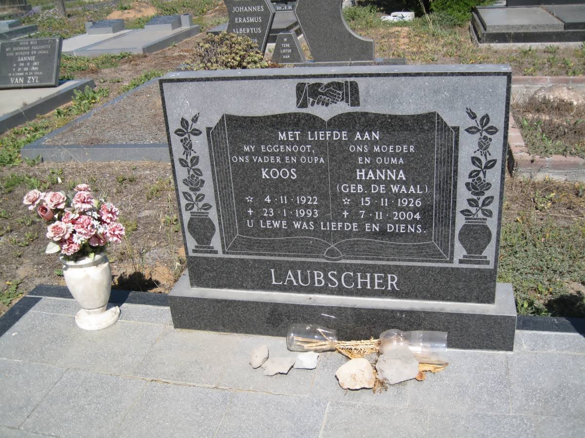LAUBSCHER Koos 1922-1993 &amp; Hanna DE WAAL 1926-2004