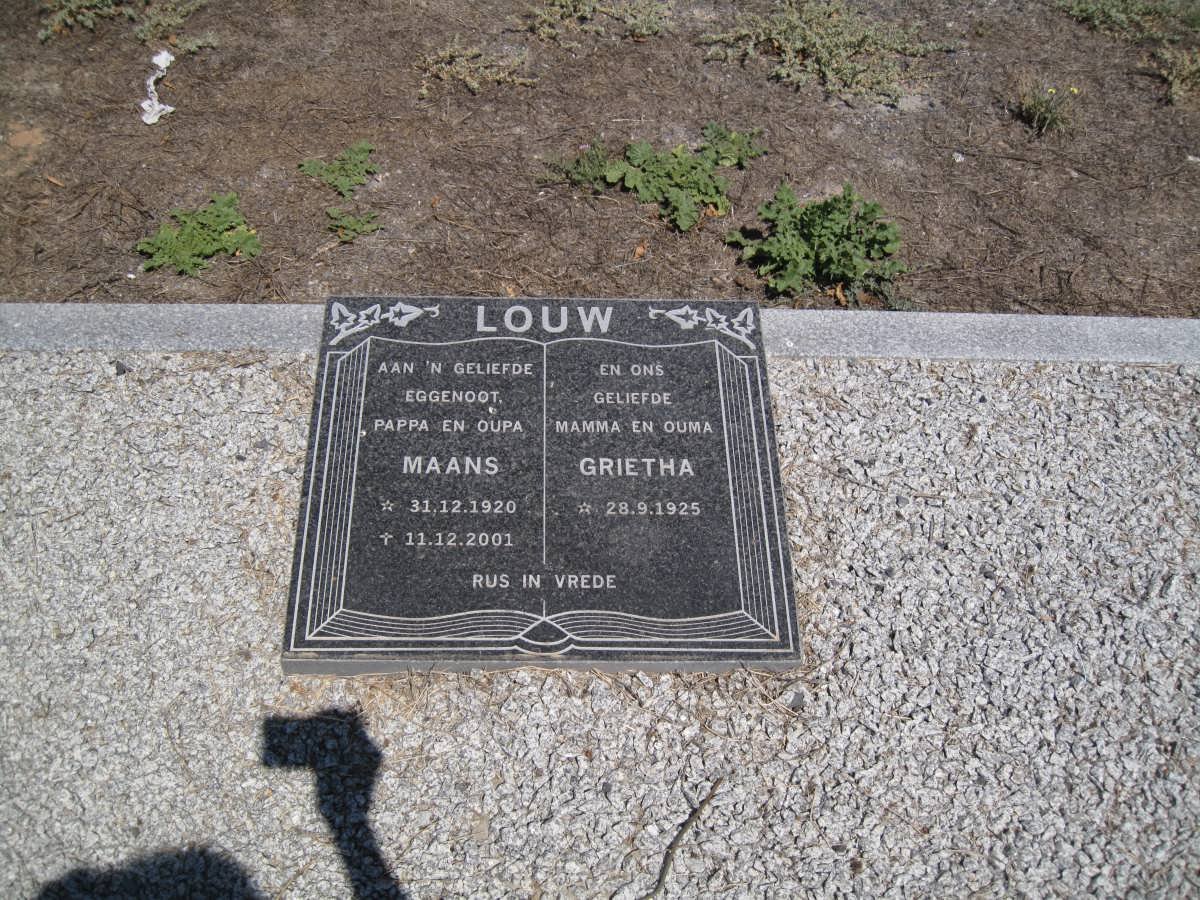 LOUW Maans 1920-2001 &amp; Grieta 1925-